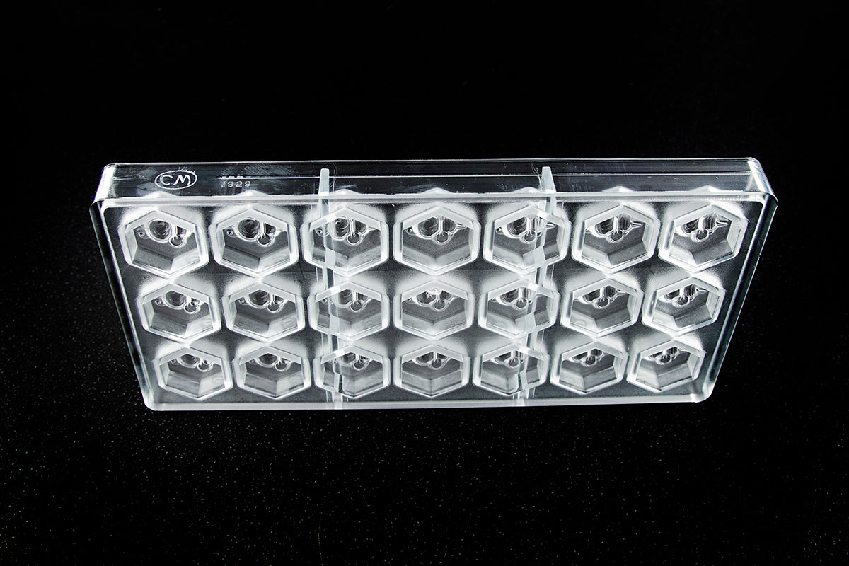 CW1858 - Chocolate World - Bee On Hexagon Polycarbonate Mould