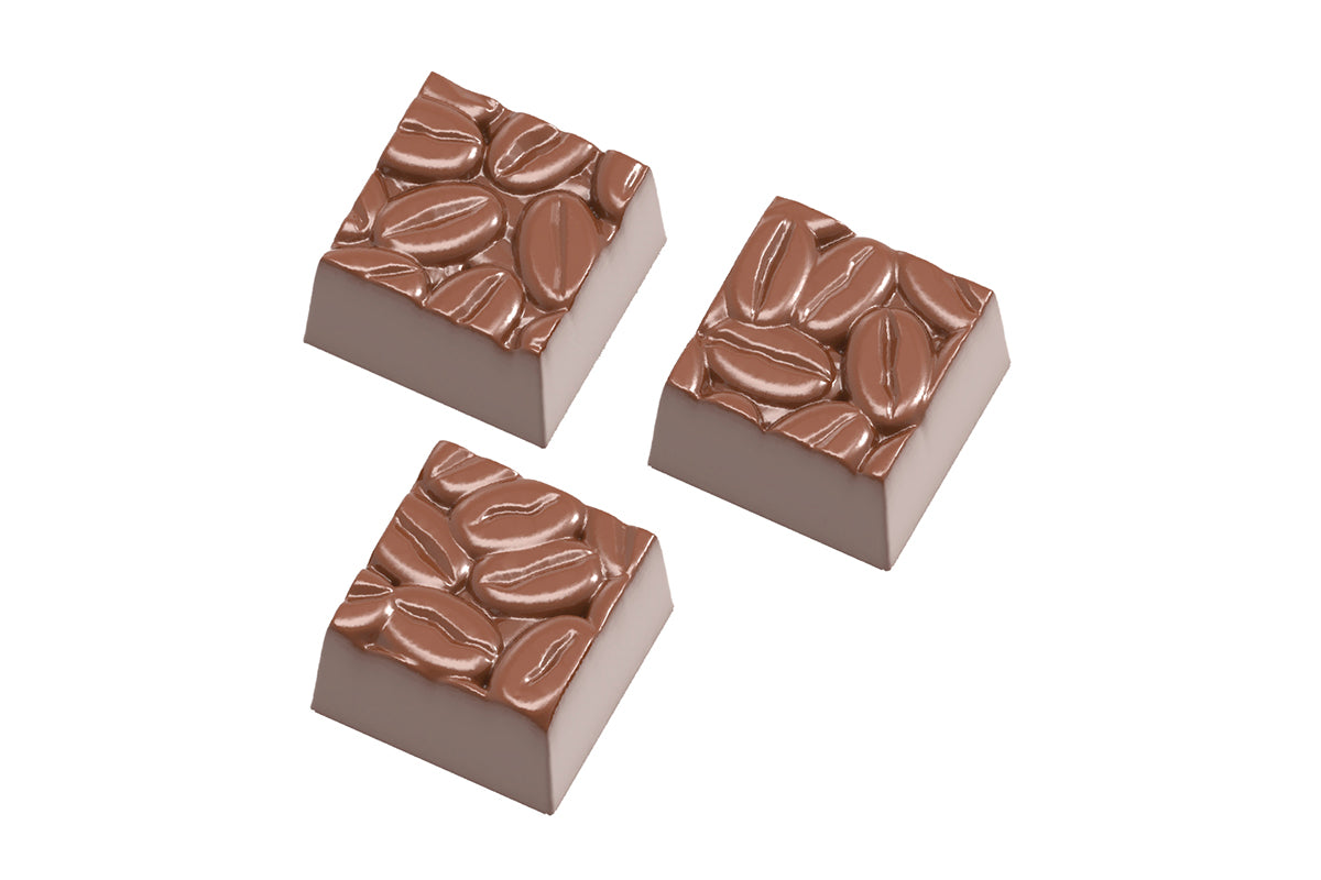 CW1877 - Chocolate World - Square Coffee Beans Polycarbonate Mould