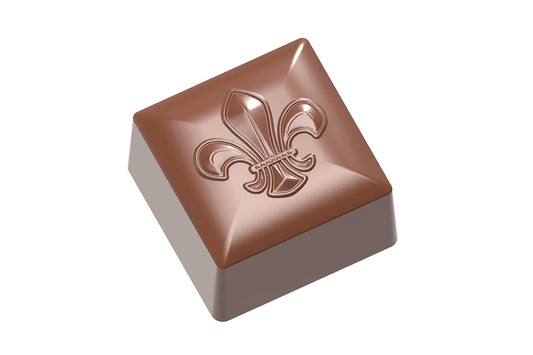 CW1885 - Chocolate World - Square Fleur De Lys Polycarbonate Mould