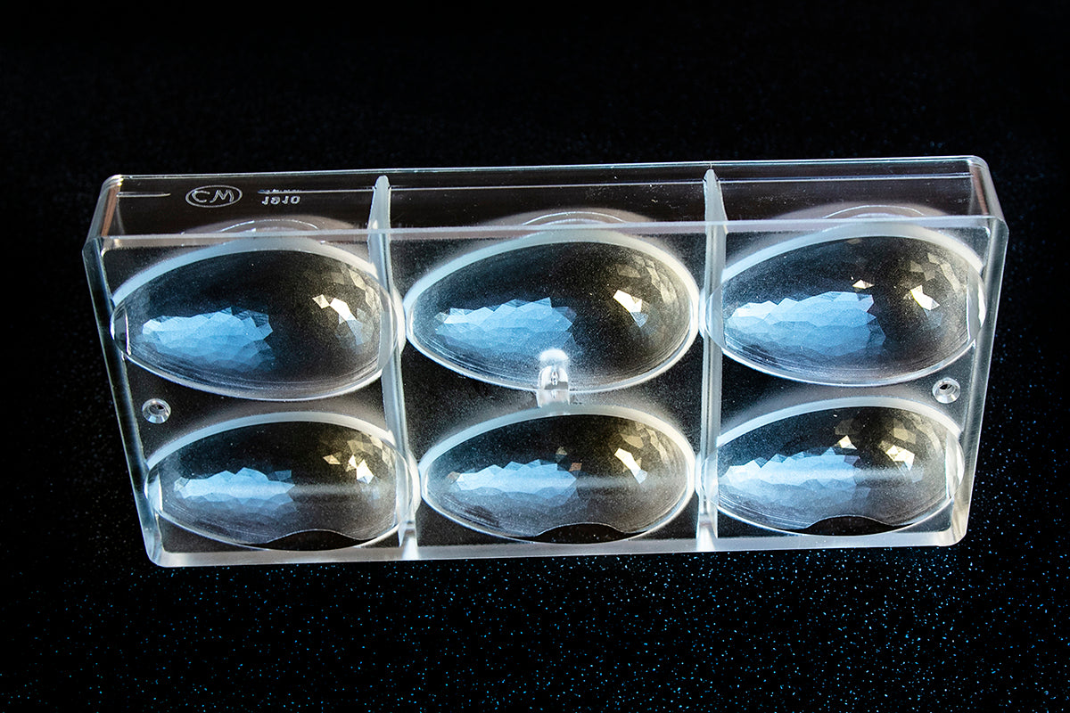CW1910 - Chocolate World - Faceted Egg 86.5 mm Polycarbonate Mould