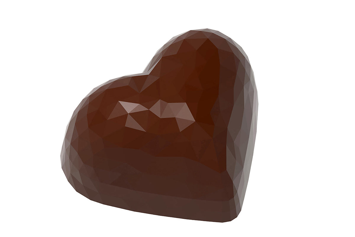 CW1913 - Chocolate World - Chocolate Heart Facet Polycarbonate Mould