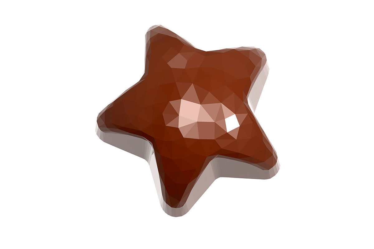 CW1922 - Chocolate World - Chocolate Star Facet Polycarbonate Mould