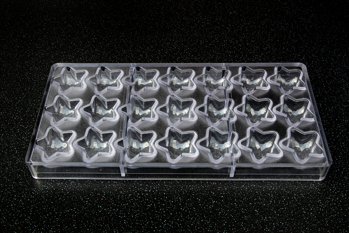 CW1922 - Chocolate World - Chocolate Star Facet Polycarbonate Mould