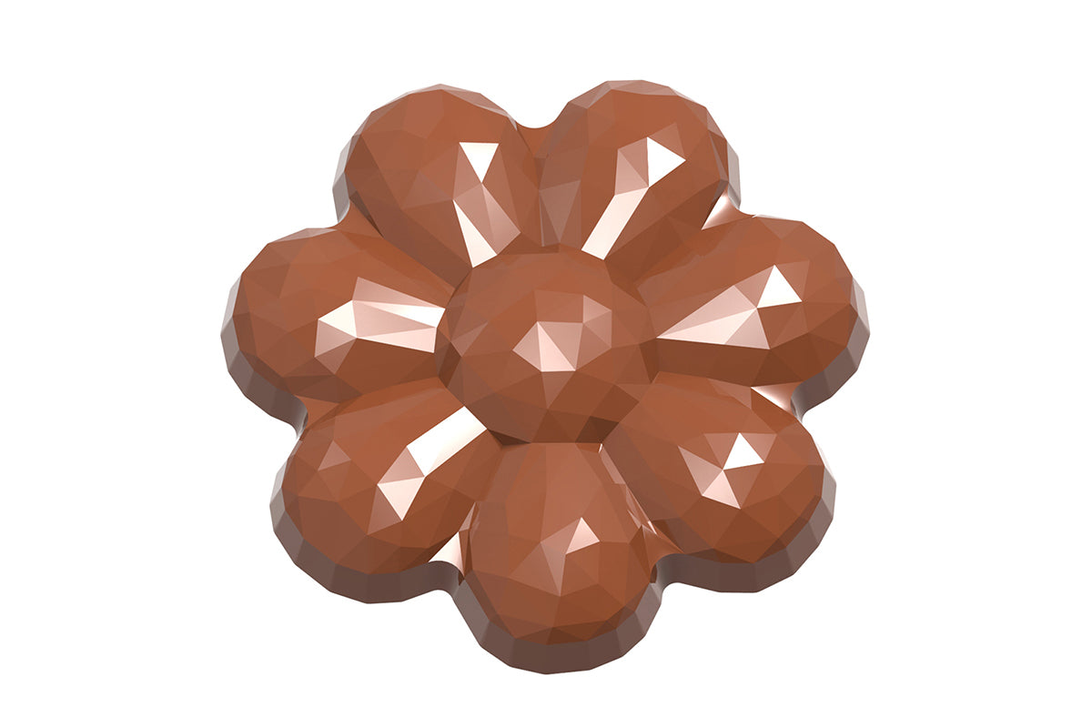 CW1928 - Chocolate World - Chocolate Flower Facet Polycarbonate Mould