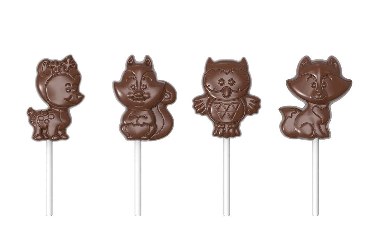 CW1934 - Chocolate World - Lollipop Forest Animals Polycarbonate Mould