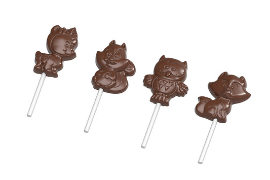 CW1934 - Chocolate World - Lollipop Forest Animals Polycarbonate Mould