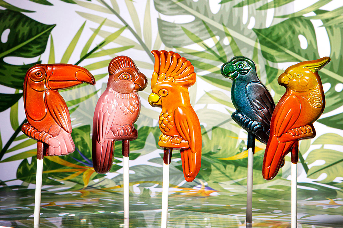 CW1954 - Chocolate World - Lollipop Tropical Birds Polycarbonate Mould