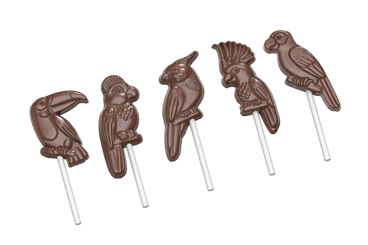CW1954 - Chocolate World - Lollipop Tropical Birds Polycarbonate Mould