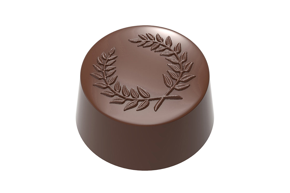 CW1956 - Chocolate World - Round Praline Laurel Wreath Polycarbonate Mould