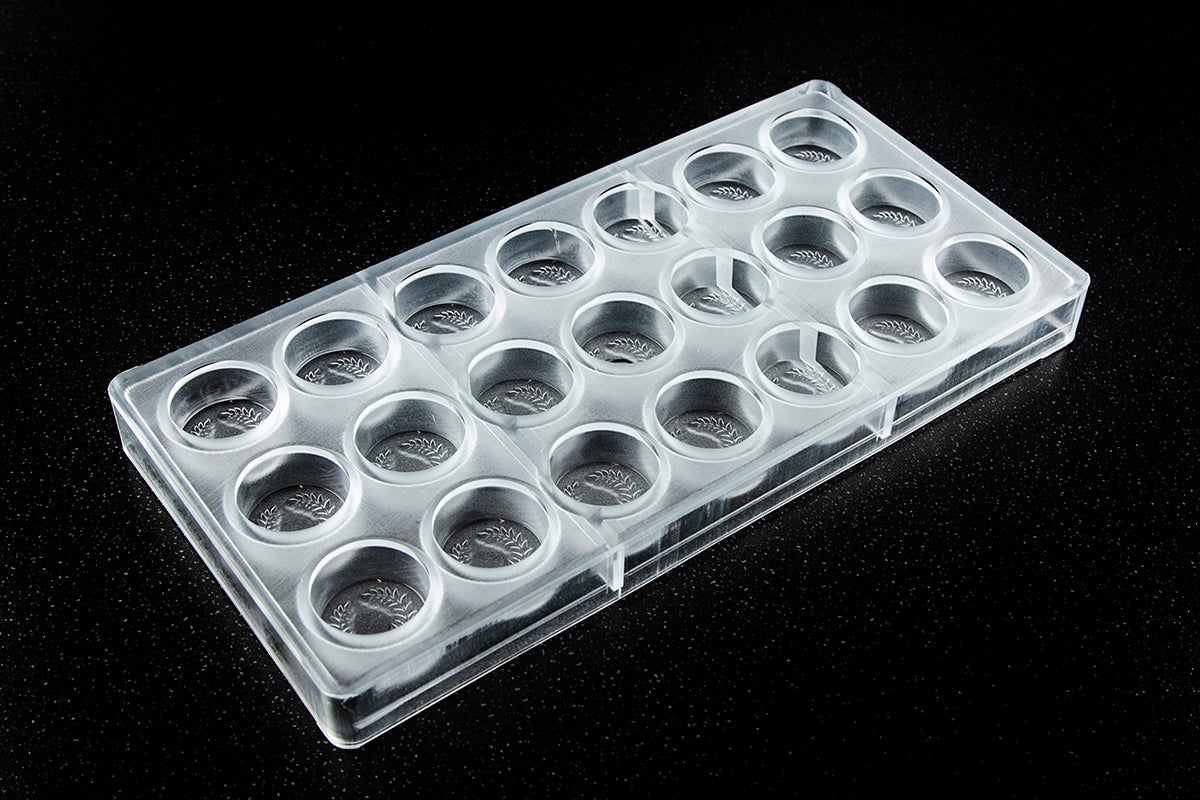 CW1956 - Chocolate World - Round Praline Laurel Wreath Polycarbonate Mould
