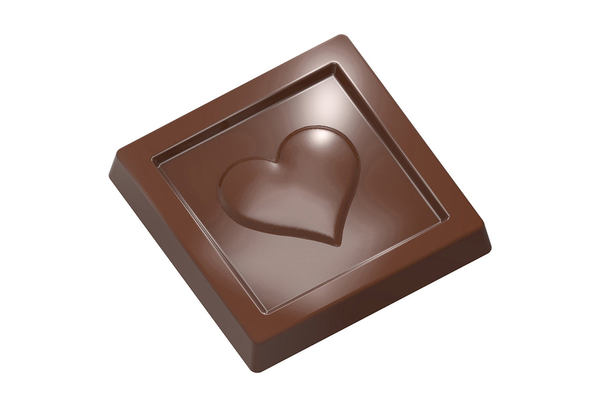 CW1959 - Chocolate World - Chocolate Caraque Heart Polycarbonate Mould