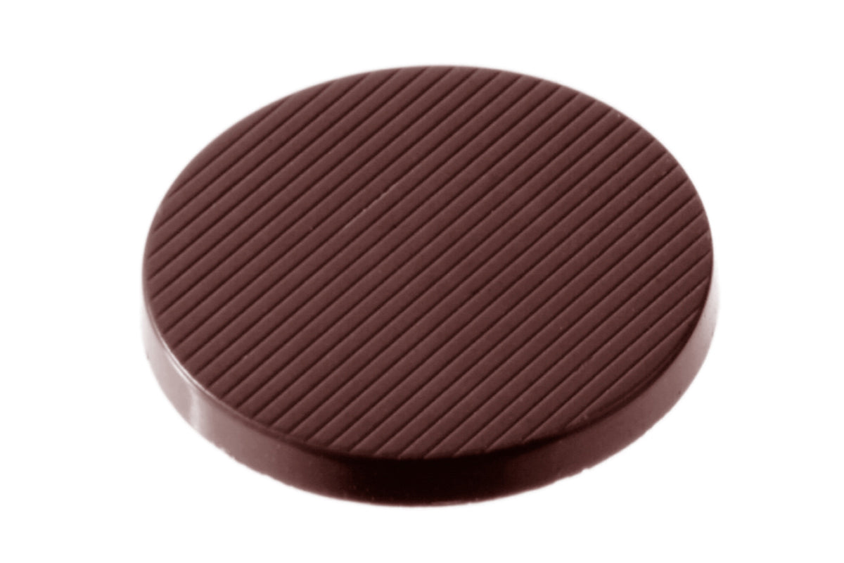CW2054 - Chocolate World - Caraque Round Striped Polycarbonate Mould