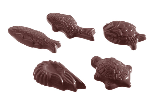 CW2136 - Chocolate World - Caraque Seafood 5 Figures Polycarbonate Mould