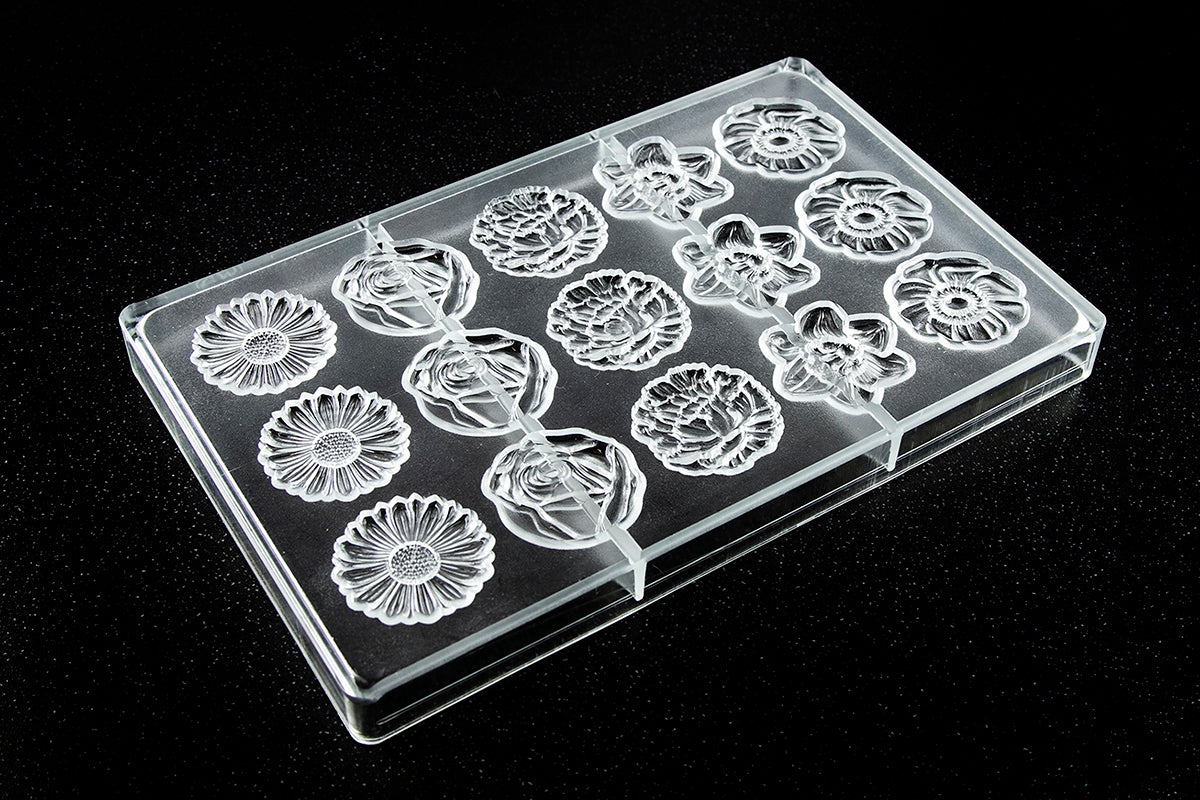 CW2140 - Chocolate World - 5 Fig Flower Caraque Polycarbonate Mould