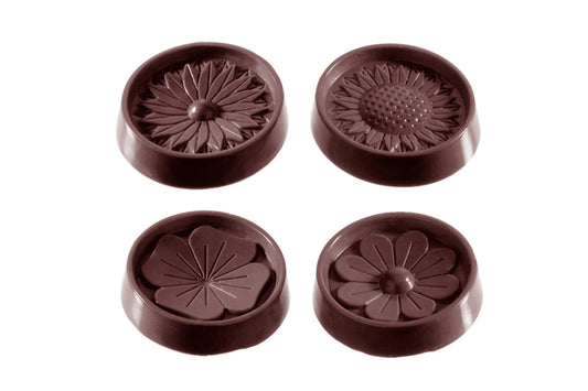 CW2146 - Chocolate World - Flower Caraque 4 Figures Polycarbonate Mould