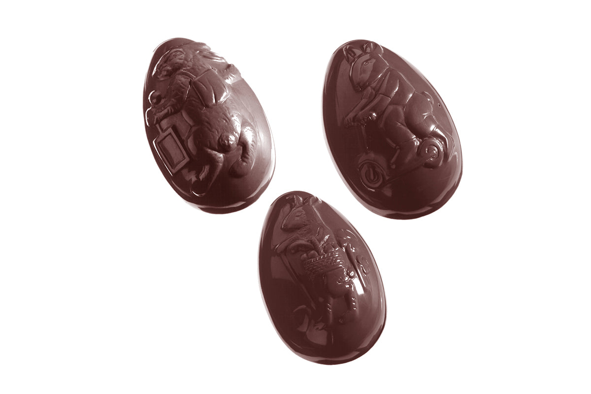 CW2198 - Chocolate World - Egg Hare 74 mm 8 Fig Polycarbonate Mould