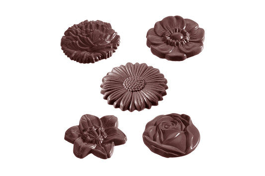CW2224 - Chocolate World - 5 Fig Flower Caraque Polycarbonate Mould
