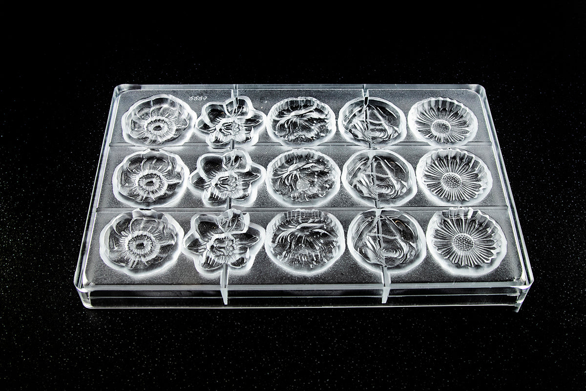 CW2224 - Chocolate World - 5 Fig Flower Caraque Polycarbonate Mould