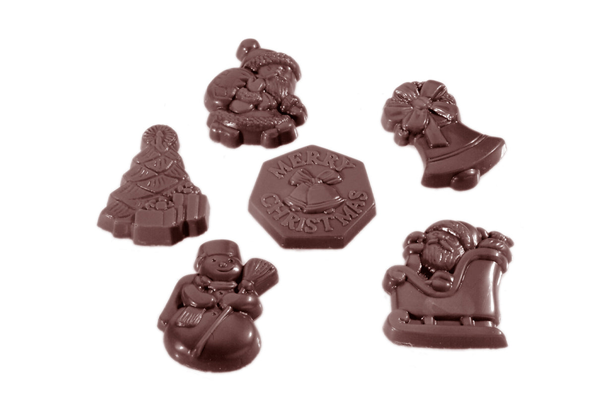 CW2260 - Chocolate World - Caraque 6 Figure Christmas Polycarbonate Mould