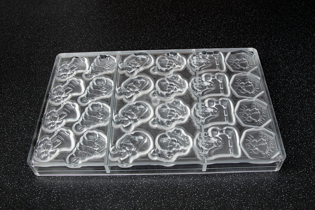 CW2260 - Chocolate World - Caraque 6 Figure Christmas Polycarbonate Mould
