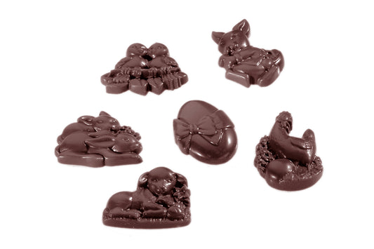 CW2275 - Chocolate World - Easter Garnish 6 Figures Polycarbonate Mould