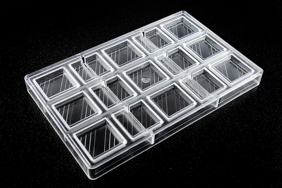 CW2356 - Chocolate World - Square With Lines Polycarbonate Mould