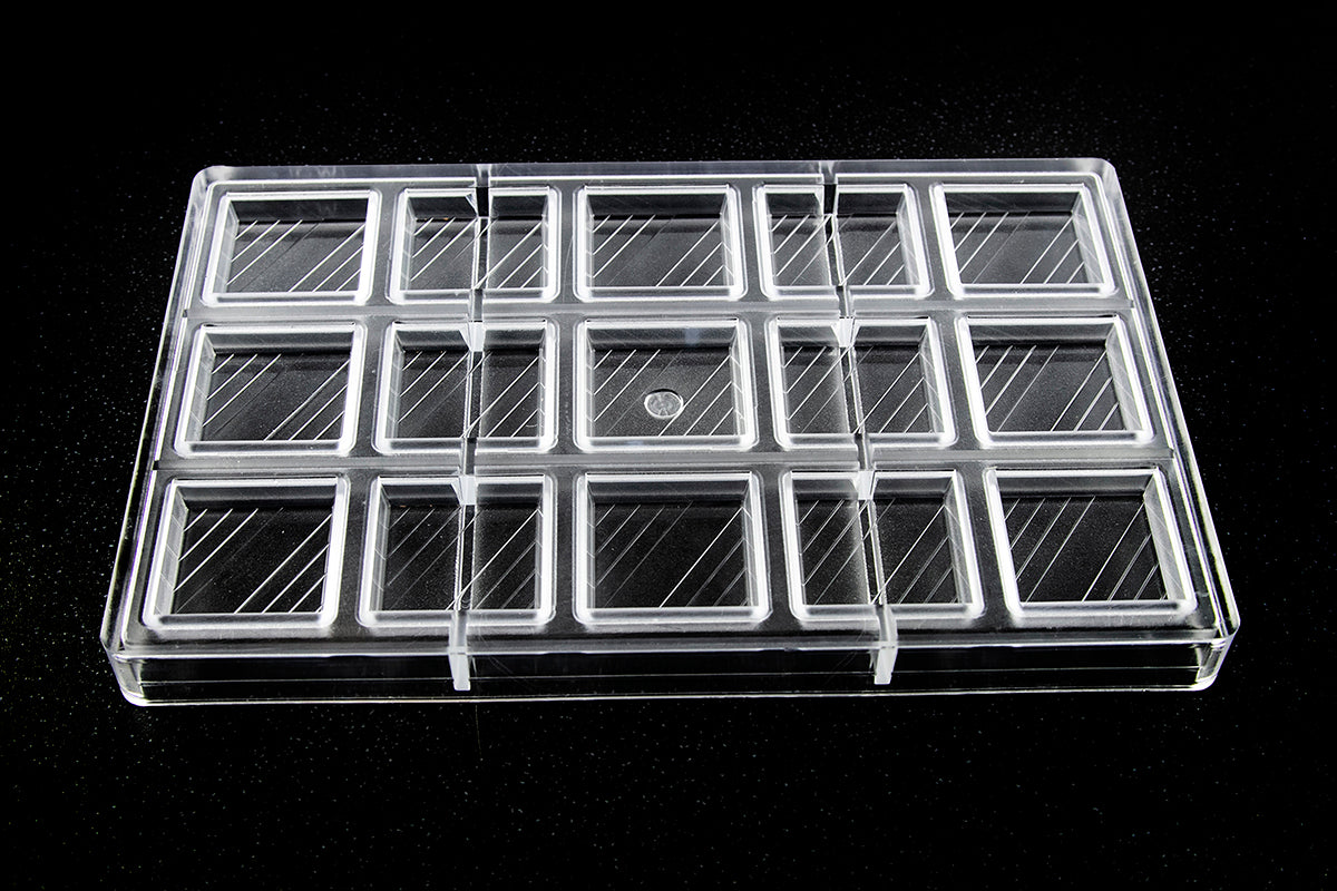 CW2356 - Chocolate World - Square With Lines Polycarbonate Mould