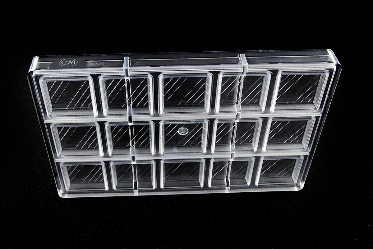 CW2356 - Chocolate World - Square With Lines Polycarbonate Mould