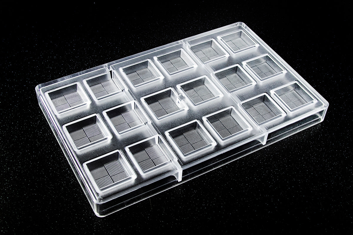 CW2359 - Chocolate World - Square With Lines Polycarbonate Mould
