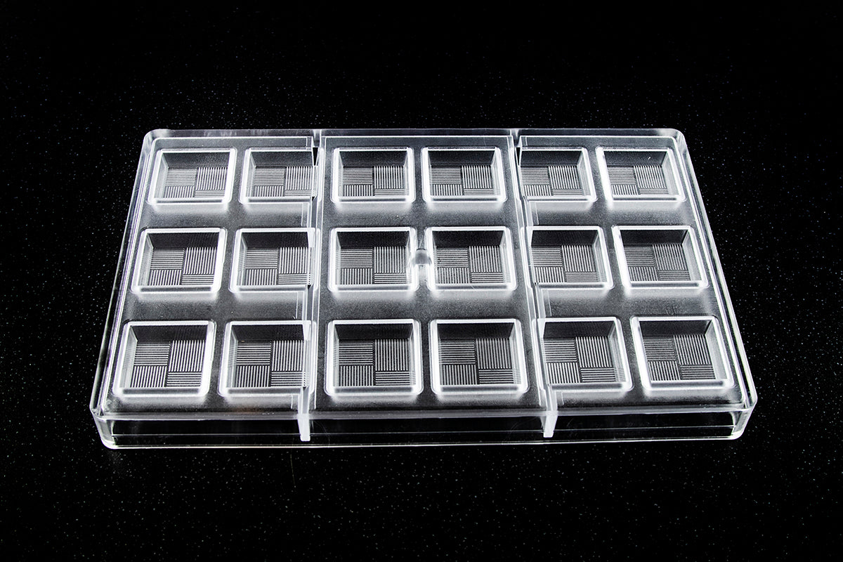 CW2359 - Chocolate World - Square With Lines Polycarbonate Mould