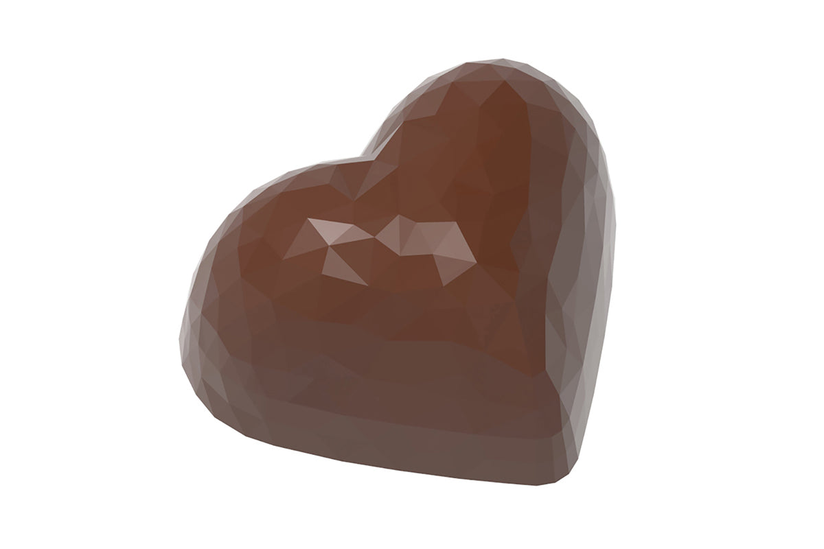 CW2476 - Chocolate World - Chocolate Heart Facet Polycarbonate Mould