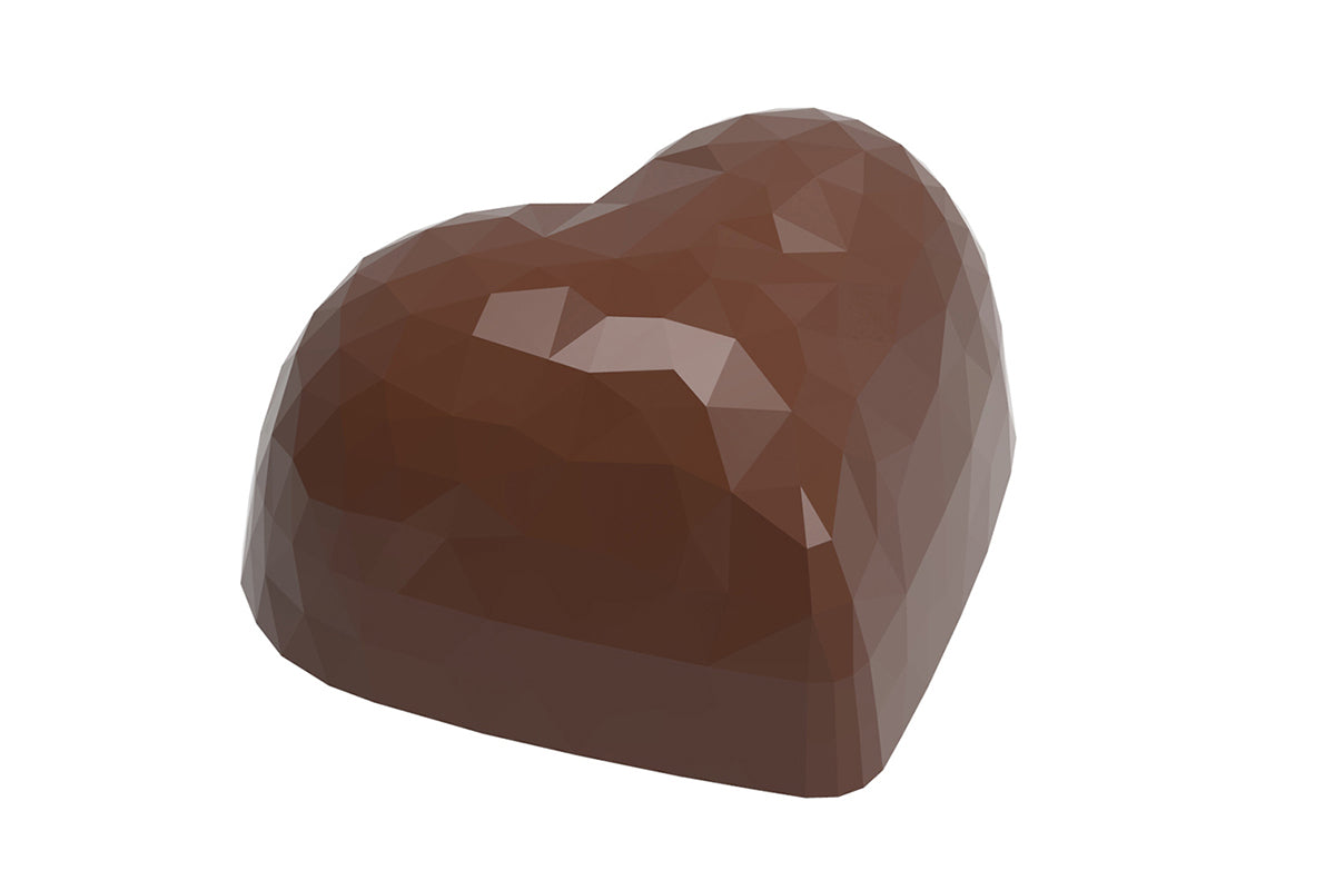 CW2476 - Chocolate World - Chocolate Heart Facet Polycarbonate Mould