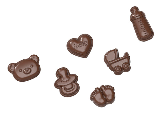 CW12174 - Chocolate World - Caraque Baby Shower 6 Fig. Polycarbonate Mould